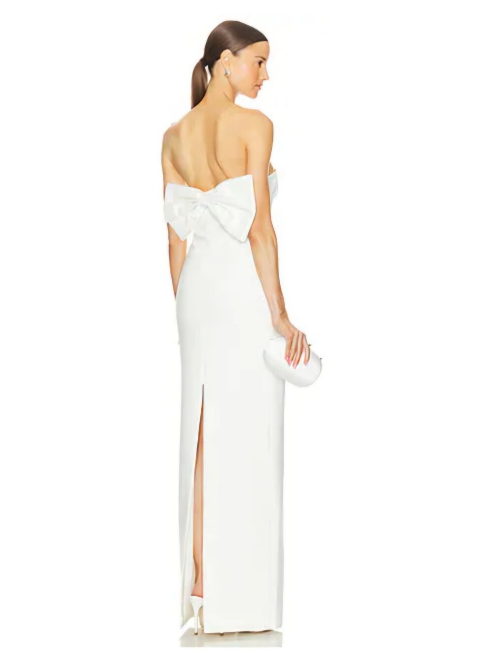Likely Helen White Strapless Back-Bow Evening Gown